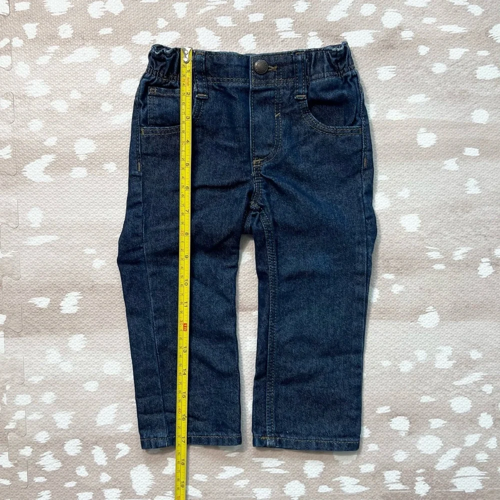 Straight Leg Dark Wash Jeans for Toddler Girls or Boys - Picture 3 of 7